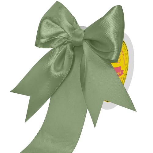 Image of Double Face Spring Moss Satin Ribbon 2 inch X 25 Yards Polyester Spring Moss Ribbon for Gift Wrapping Very Suitable for Weddings Party Hair Bow Invitation Decorations and More