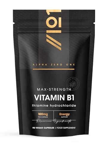 Vitamin B1 Thiamin 100mg – 90 Vegan Capsules – Contributes to Normal Functioning of The Nervous System – Resealable and Recyclable Pouch by Alpha01