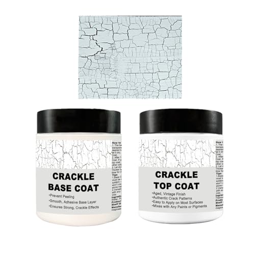 118g Crackle Texture Paste and 118g Base Coat Professional Acrylic Crackle Medium Shaping Paste- Cracked Paint Effect DIY Art Supplies with Cracking Effect, Durable Texture, Handcrafted Art