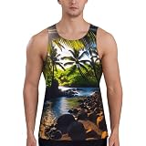 EKPASVC Canottiera da uomo con stampa Hawaii Sunbeams, senza maniche, perfetta per l'estate, il fitness e l'abbigliamento casual, Nero , S