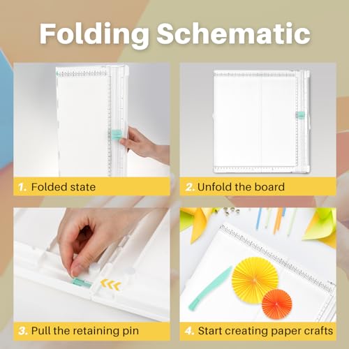 Scoring Board, Paper Scoring Board and Trimmer Measurements 12\'\' x12\'\' Score and Fold Tool for Card Making Paper Crafts