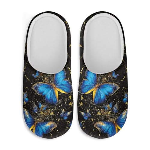 Women's Butterfly Winter Furry Slippers Flats Slip-on Indoor House Shoes Warm Bedroom Slipper