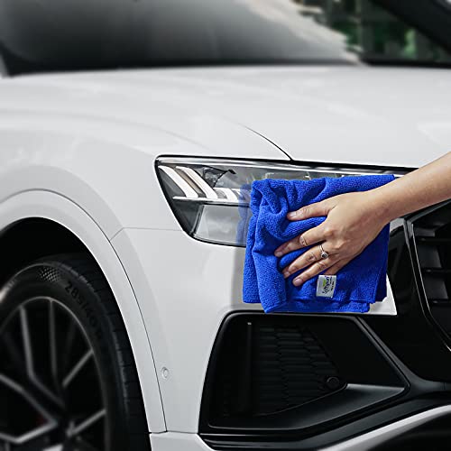 Image of SOFTSPUN Microfiber Cloth - 3 pcs - 40x40 cms - 340 GSM Blue - Thick Lint & Streak-Free Multipurpose Cloths - Automotive Microfibre Towels for Car Bike Cleaning Polishing Washing & Detailing
