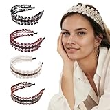 Hijab Wikipedia 4 combinations Women's Hijab Sets Elastic HijabsBoho Floral Hairbands Embroidered Cutout Headbands Elastic Headwrap with Teeth Bohemian Headwear Hard Headbands