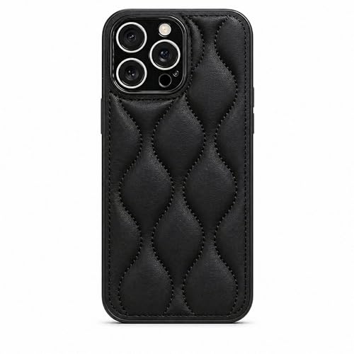 MTRIEBA Compatible with Huawei nova 14 Phone Case, Luxury Puffer Cushion Cover, Quilted, Shockproof, PU Leather Anti-Scratch Phone Case for Women Girls Black