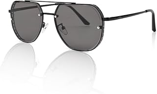 MOONX Major S1 UV Protected Aviator Sunglasses for Men & Women | Black Metal Frame | Black Lens | Stylish Unisex Eyewear f... Price In India
