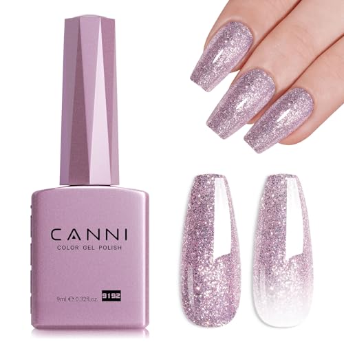 Image of CANNI 9ml Purple Glitter Gel Nail Polish, High Gloss UV LED Soak Off Gel