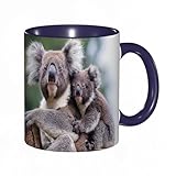  DHAEY Mug porcelaine fine Joli couple embrassant d\'ours Koala australien assis confortablement sur un arbre eucalyptys.Mug humour pour collègue, amis, copains, frères et soeurs Mug original avec