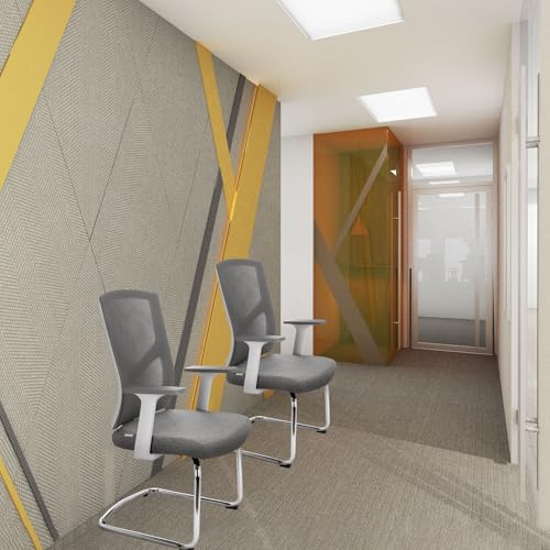 Miniatura 2 de Hjh Office 751004 Silla De Visita Breton V W Tela Gris, Silla De Conferencia Cantilever Con Reposabrazos, Respaldo En Malla Ergonómico