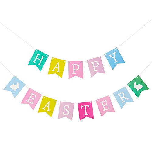 Happium Happy Easter Card Banner Easter Bunny Bunting Garland Traditions Decorations for Home Banner Party Supplies