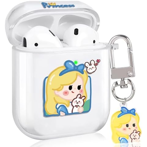Buewutiry Compatible with Airpods Case 2nd Generation, Kawaii Princess for Airpods 2nd Generation Case, Cute for Airpods 2nd/1st Generation Case Cover with Keychain Cover