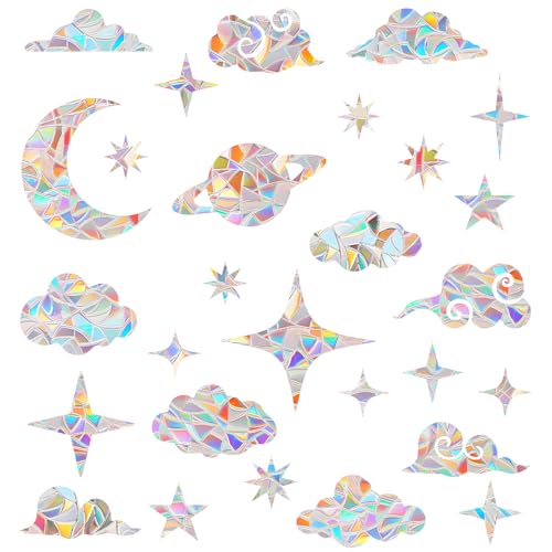 DOPENSPI 28 Stück Prisma Fensteraufkleber Regenbogen Window Sticker Sonnenfänger Fenster Vogel Anti Kollisions Fenster Aufkleber Vogelschutz Fensterfolie Suncatcher Sticker