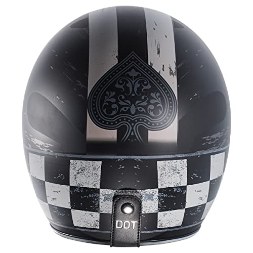 TORC Unisex-Adult Open-Face-Helmet-Style T50 Route 66 3/4 Motorcycle Helmet with 'Champ' Graphic (Flat Black, X-Large), 1 Pack