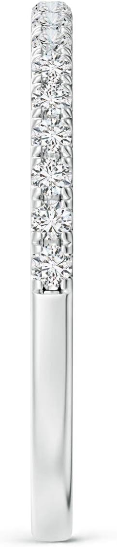 Angara 0.27 ct Diamond Half Eternity Wedding Ring in Platinum | Natural Diamond Stackable Ring for Women | April Birthday, Anniversary Jewelry Gift | HSI2 | 1.5mm | Ring Size- 8.5