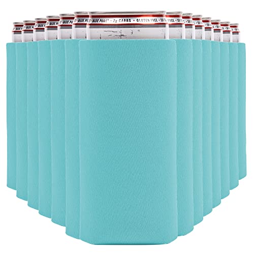 Image of Slim Can Cooler Sleeves (30-Pack) Soft Slim Can Koolie for White Claw Seltzer & Slim Beer - HTV Blanks for Vinyl Projects - Skinny Can Koolies Bulk - Tall Can Coolies for Slim Cans (Robins Egg)