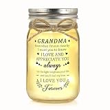 Grandma Gifts for Grandma Mothers Day Birthday Christmas Valentines Day Gifts for Grandmas Grandmother Mason Jar Night Light Home Decor