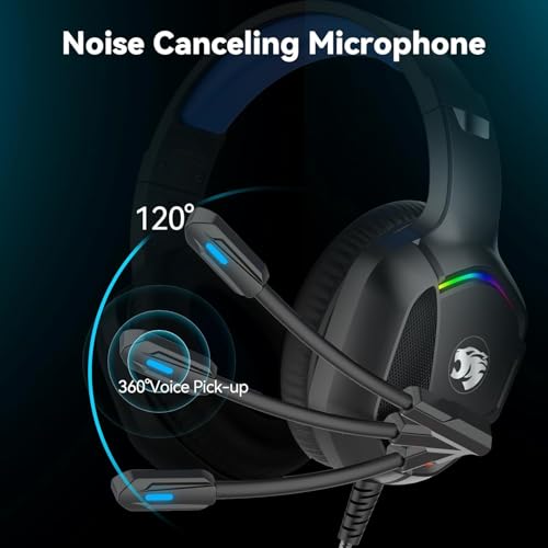 IMYB A36 Gaming Headset with Microphone for Pc, Xbox One Series X/s, Ps4, Ps5, Stereo Wired Noise Cancelling Over-Ear Headphones with Mic for Computer, Laptop, Mac, Gamer (Blue) - Image 3