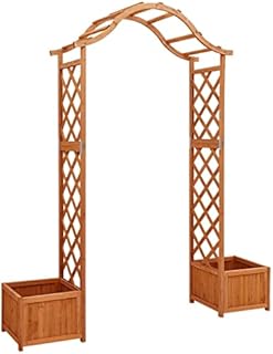 vidaXL Solid Firwood Garden Pergola with Planter Outdoor Structures Lawn Terrance Wooden Pergola Entryway Arch Arbour Trellises Planter