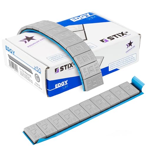 Stix Klebegewichte Edgy Slim Auswuchtgewichte 600 Stück 5g 50 Streifen à 60g pulverbeschichtet verzinkt 3,5mm mit Schutzstreifen für Alufelgen 3KG
