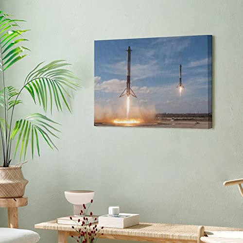 Rocket Spacex Posters Retro Space Travel Falcon 9 Landing Photos Space Lover Gifts Canvas Wall Art Prints For Wall Decor Room Decor Bedroom Decor Gifts 20X26Inch(51X66Cm) Frame-Style #TOP5