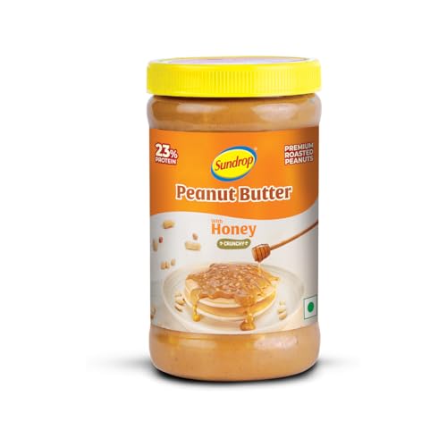Image of Sundrop Peanut Butter with Honey | Crunchy | 462 grams | With 23% Protein | 7% Dietary Fibre | Premium Roasted Peanuts | No Preservatives | Great Value Per Gram of Protein
