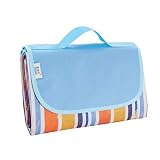 【Tamaño Grande y Plegable】 La manta de picnic extragrande mide 200 cm x 195 cm (79 "x 77") y puede acomodar cómodamente hasta 7 adultos. 30 cm x 20 cm (11,8 "x 7,9") cuando está plegado, este tipo de diseño plegable integrado y diseño de asa hace que sea fácil de transportar.