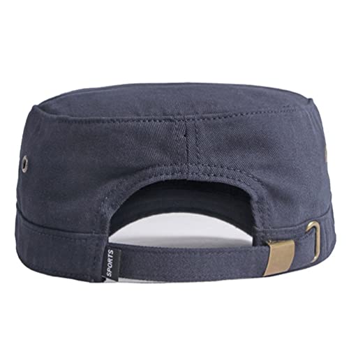 Image of 2 Pack Men's Cotton Military Caps Cadet Army Caps Vintage Flat Top Cap