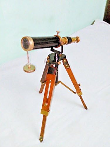 Brass Telescope Antique Vintage 9" Telescope with Wooden Tripod Stand Replica