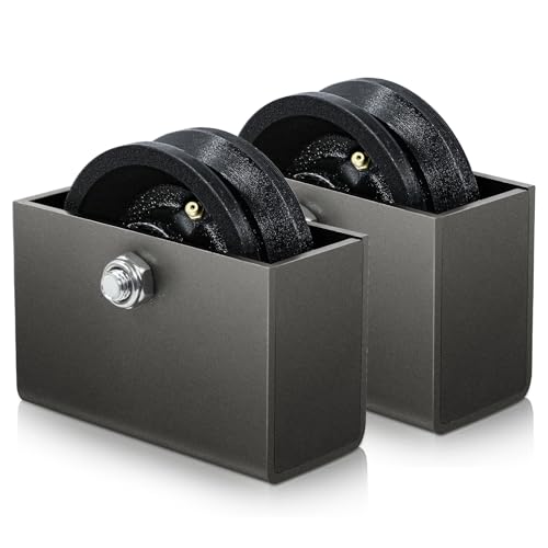 SY America 4" x 1.5" Cast Iron V-Groove Wheel with Steel Housing, 600 lbs Load Capacity Each, Heavy Duty Boxed Track Wheel for Sliding Gate, Rail System, Cart, and Machinery, Black, 2 Pack