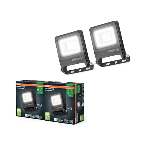OSRAM Proiettore LED ENDURA FLOOD PC 20W, bianco freddo 4000K, 1800 lumen, proiettore IP65 per esterni, alluminio riciclato, angolo di fascio 110°,2-Pack