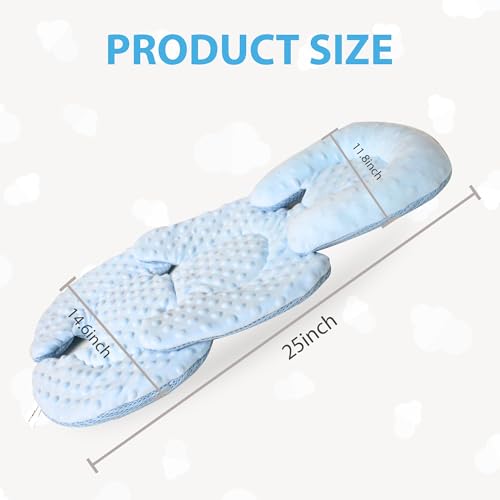 Image of 2-in-1 Reversible Infant Car Seat Insert, 3D Air Mesh Carseat Head Support for Newborn, Breathable Minky Baby Car Seat Cushion for Carseats, Stroller, Swing, Bouncer (Blue)