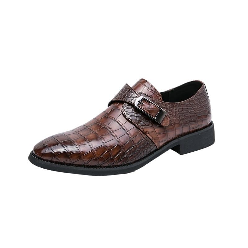 Mens Monk Formal Oxford Shoes Non Slip Shoe Office Breathable Leather Slip-on