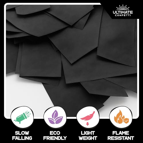Image of Ultimate Confetti, Rectangular Black Biodegradable Confetti - Fluttering Tissue Paper Confetti for Cannon and Launcher use - Best for Wedding, Birthday, Parties and Live Events - 1 lb, 16 oz
