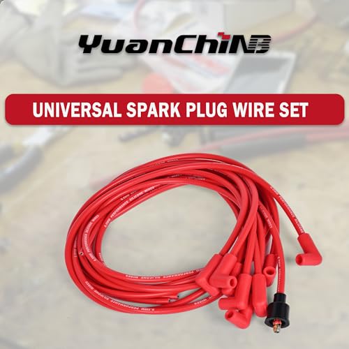 Universal Spark Plug Wire Set 8.5mm Spark Plug Wires with Red HEI 90 Degree Boot Replace 4041 by YUANCHINB - Image 6