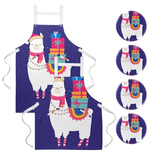 Lot de 2 tabliers de cuisine lama pour pâtisserie et restaurant
