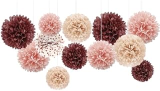 NICROHOME Baby Shower Decorations, 12 PCS Light Orange Green Tissue Paper Pom Poms for Wedding, Birthday, Little Cutie Baby Shower