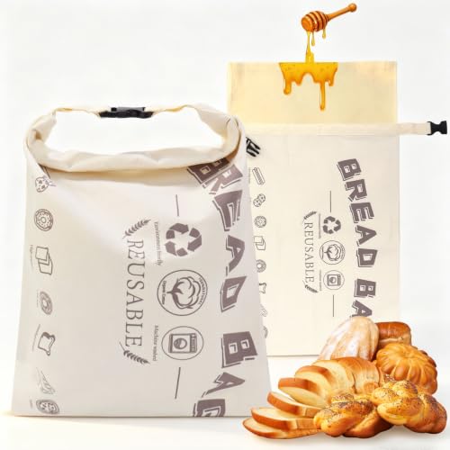 2 PCS Beeswax Bread Bags for Homemade Bread 13"x17"