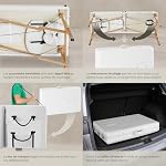 tectake® Table de Massage Pliante Professionnelle 2 Zones Ergonomique Massage et Relaxation Bois Table Esthetique Professionnel Lit de Massage Portable, Rouleaux & Housse de Transport - Blanc
