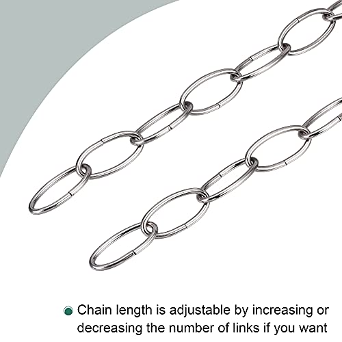 Image of MECCANIXITY Pendant Light Fixture Chain, 3.2mm Thick 1m Long Chandelier Hanging Links, Iron Electroplated, Nickle Color, Pack of 2