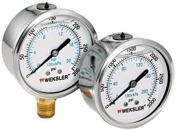 Liquid Filled Gauges w/Stainless Steel Case - 2 1/2in 0/300 psi lqd fill ss-1/4in bc