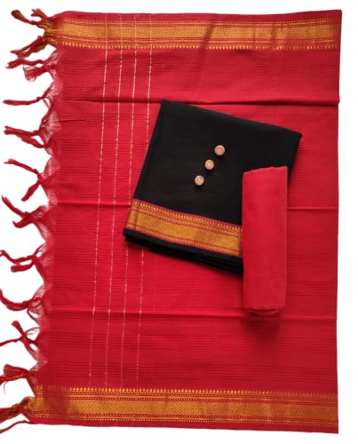 Image of SANJ Mangalagiri Cotton Unstitched Dress Material for Womens dress Unstitched Traditional salwar suit | TOP | Bottom | Duppatta