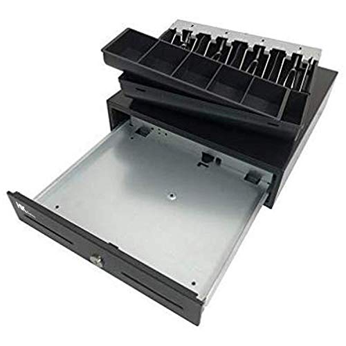 HK SYSTEMS 13" Heavy Duty Compact Black Manual Push-Open Cash Drawer with 4 Bill /5 Coin Till