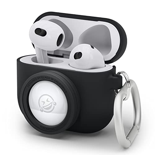 elago Capa Snapshot compatível com AirPod com suporte para AirTag (AirPods 3) – Design bonito de câmera com chaveiro, silicone durável, suporta carregamento sem fio – Dispositivo de rastreamento não