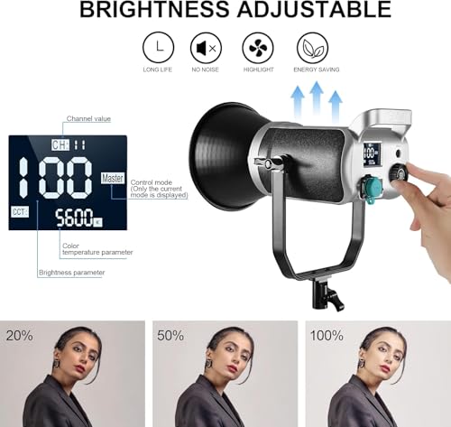 GVM 200W LED Video Light with Lantern Softbox, SD200D Photography Studio Lighting Kit with Bluetooth/DMX Control, 93000lux@0.5m 3200K-5600K Bi-Color Continuous Output Lighting for YouTube (SD200D)