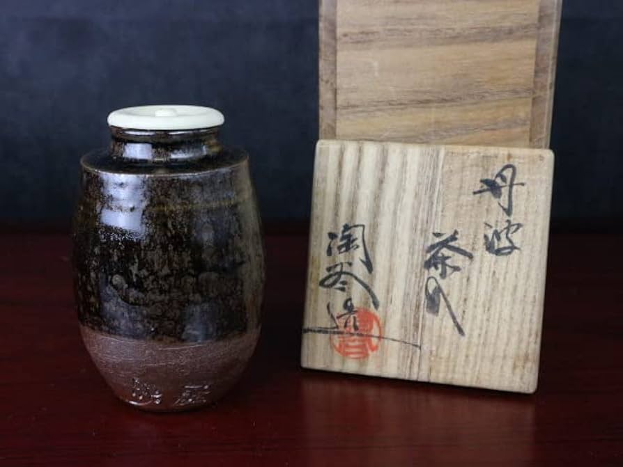Amazon | 森本陶谷丹波茶入共箱仕覆茶道具煎茶道具茶器本物保証丹波焼