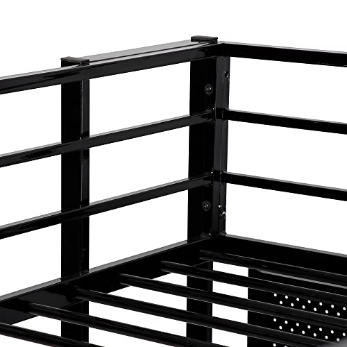 Aleyha Full Size Loft Bed,Product Dimensions:79.53" L X 57.09" W X 72.01" H,Main Material:metal,With Desk And Shelves,With 2 Built-In Ladders,Black #TOP4