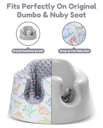 Image of BOMOLOUR Seat Cover Compatible with Bumbo and Nuby Seat, Removable Breathable Baby Floor Seat Cover for Boys and Girls, Seat Not Included (Gray Dinosaur)