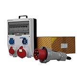 Répartiteur électrique mobile TD-S/FI 63 A 16 A 2 x 230 V - Système Mennekes - Câble 5 x 10 mm - 2 fiches PCE - Distributeur de courant de chantier