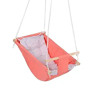 DARKZONE Baby Swing for Infants and Toddler, Newborn Baby Sleeping Chair Swing/Hammock Swing Indoor and Outdoor, Wooden Hanging Swing Seat Chair for Baby up to 2 Year (D Pink)