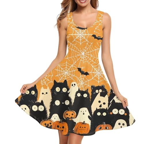 Image of Women Stylish Tank Dresses Sleeveless Round Neck Midi Casual Dress with Pocket for Summer